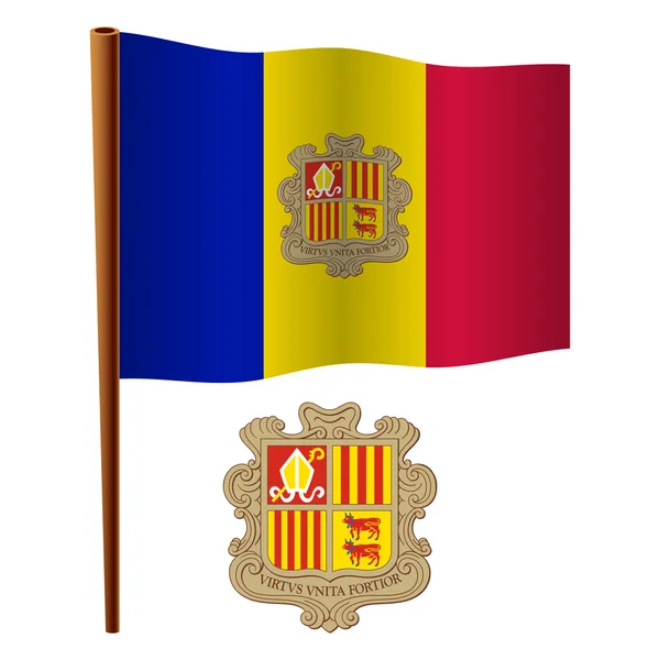 Andorra bandiera sventolata — Vettoriale Stock