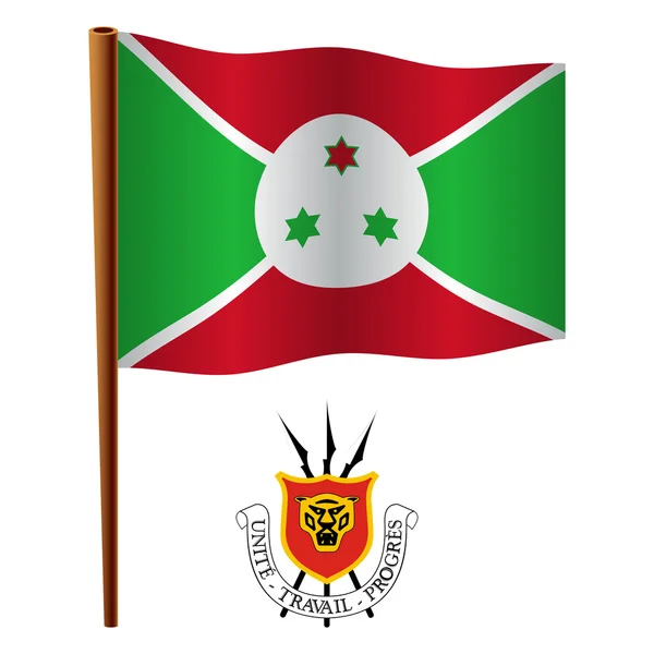 Burundi vågiga flagga — Stock vektor