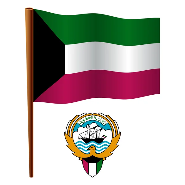 Kuwait wavy flag — Stock Vector