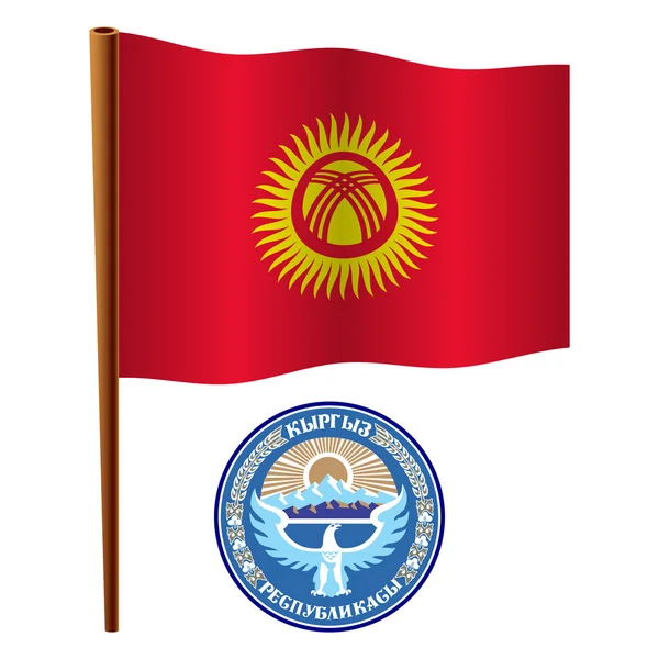 Golvende vlag van Kirgizië — Stockvector