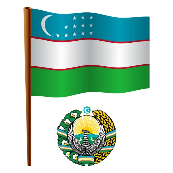 Uzbekistan vågiga flagga — Stock vektor