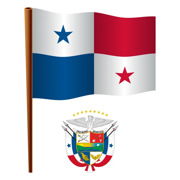 Bandera ondulada panama — Archivo Imágenes Vectoriales