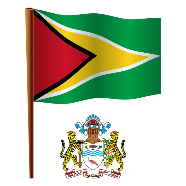 Golvende vlag van Guyana — Stockvector