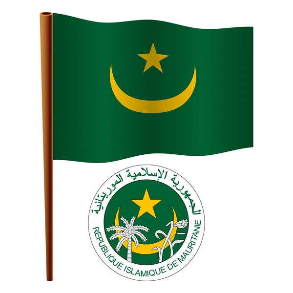 Bandiera sventolata della mauritania — Vettoriale Stock
