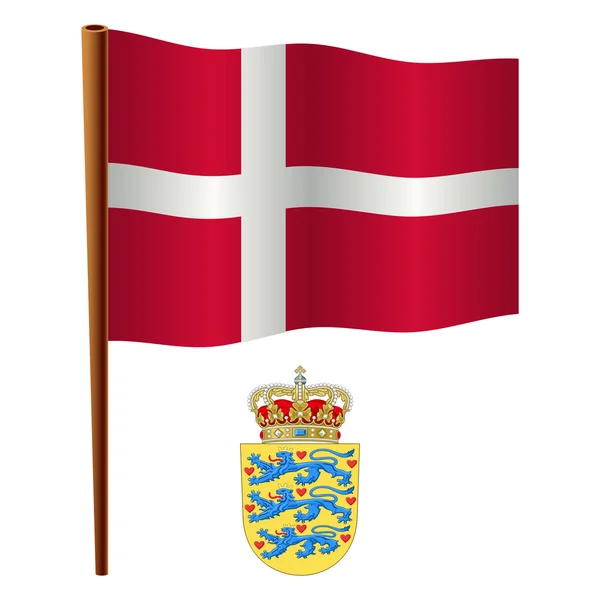 Denmark bandiera ondulata — Vettoriale Stock