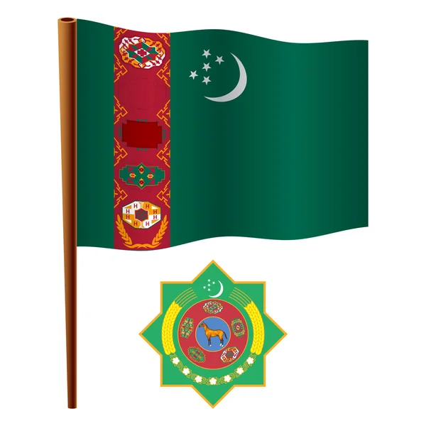 Turkmenistan wavy flag — Stock Vector