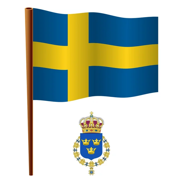 Bandiera sventolata svedese — Vettoriale Stock