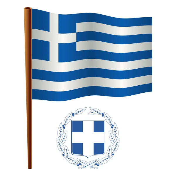 Bandiera sventolata greca — Vettoriale Stock