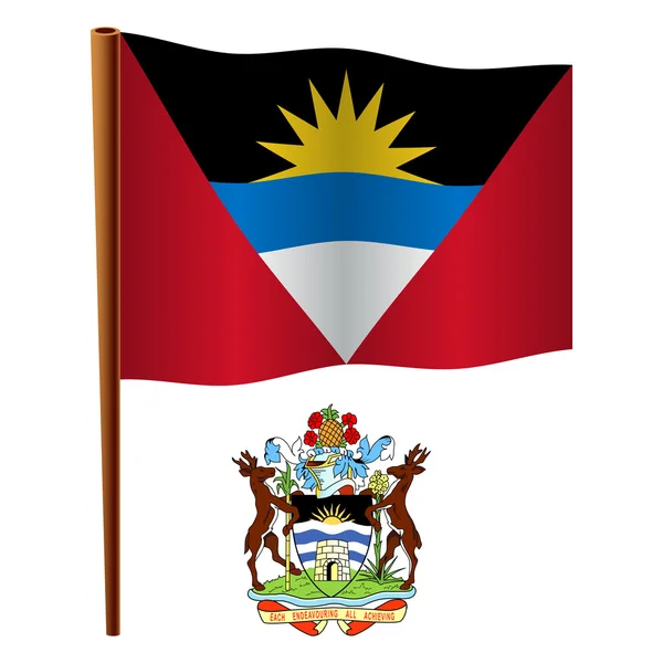 Golvende vlag van Antigua en barbuda — Stockvector