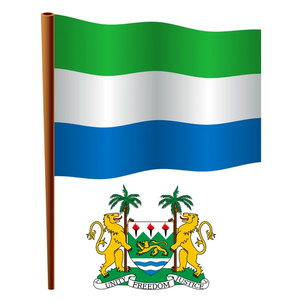 Волнистый флаг Сьерра-Леоне — стоковый вектор