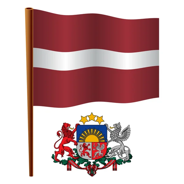 Latvia bandeira ondulada — Vetor de Stock