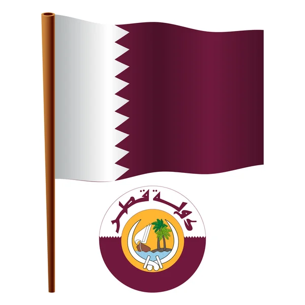 카타르 물결 모양의 플래그 — 스톡 벡터