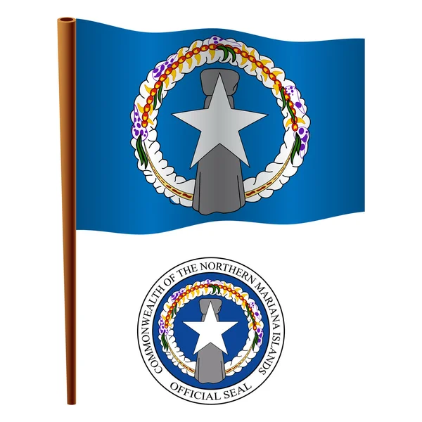 Isla Mariana norte ondulada bandera — Vector de stock