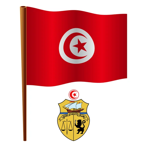 Bandiera sventolata della tunisia — Vettoriale Stock