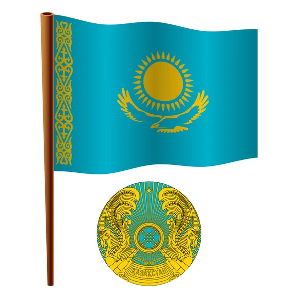 Falisty Flaga Kazachstanu — Wektor stockowy