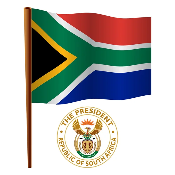 Bandiera sventolata del Sudafrica — Vettoriale Stock