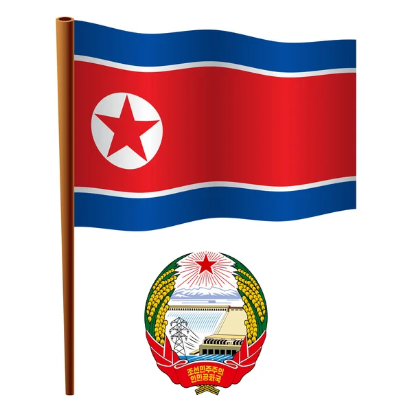 Nordkorea vågiga flagga — Stock vektor