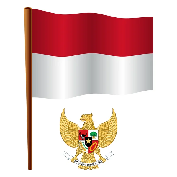 Bandiera sventolata indonesia — Vettoriale Stock