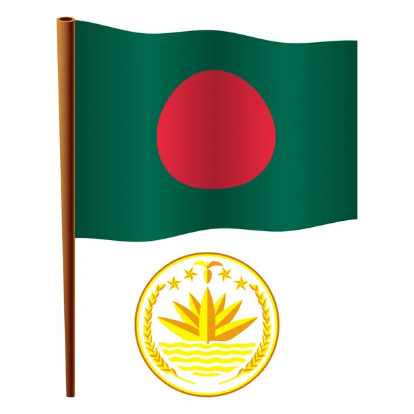 Dalgalı Bangladeş bayrağı — Stok Vektör