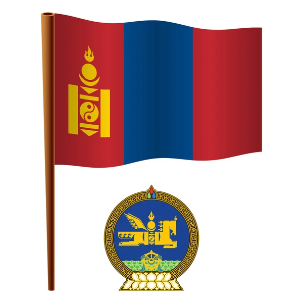 Bandera ondulada mongolia — Archivo Imágenes Vectoriales