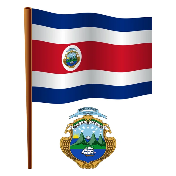 Costa Rica ondulada bandera — Archivo Imágenes Vectoriales