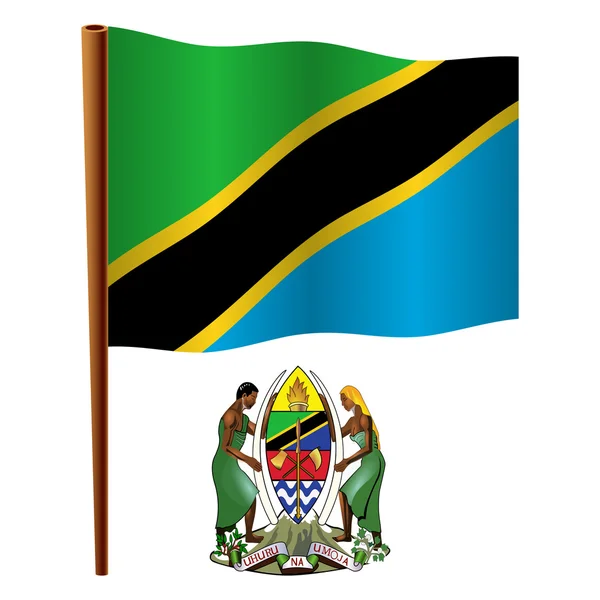 Tanzania wavy flag — Stock Vector