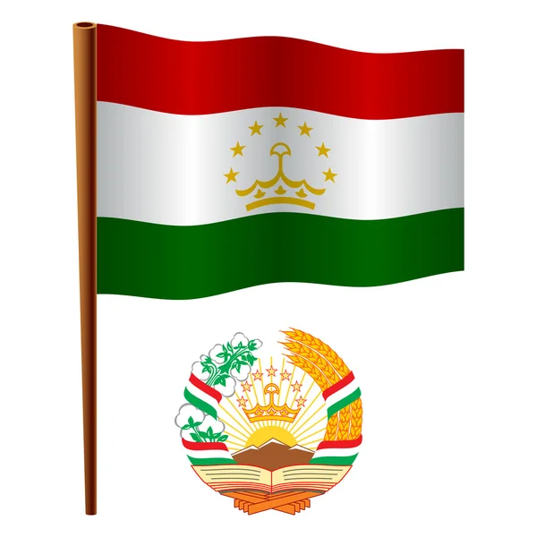 Golvende vlag van Tadzjikistan — Stockvector