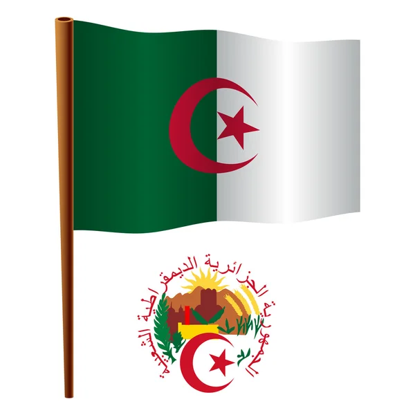 Algeria bandeira ondulada — Vetor de Stock