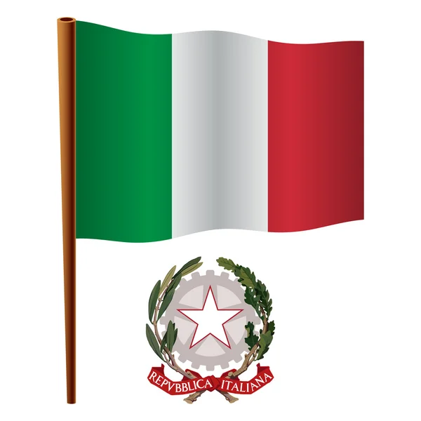 Italia bandiera sventolata — Vettoriale Stock