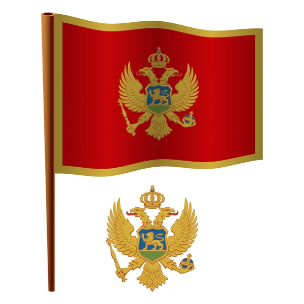 Bandiera sventolata montenegro — Vettoriale Stock