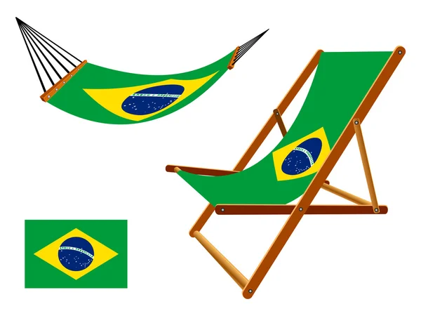 巴西的吊床和甲板椅子套 — 图库矢量图片