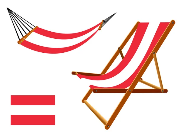 Austria hammock and deck chair set — Stock Vector