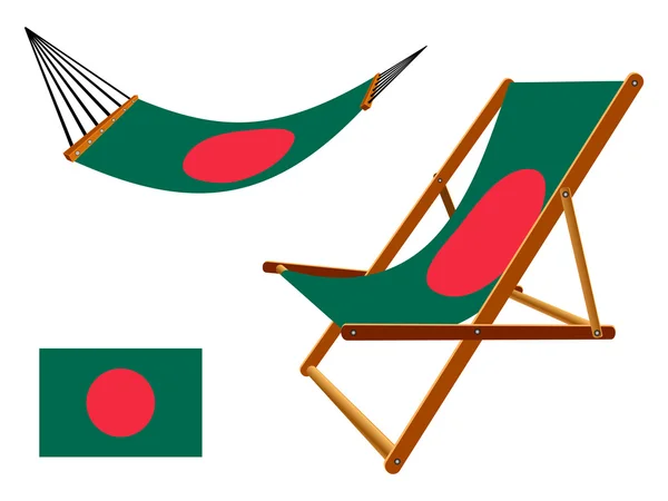 Bangladesh hammock and deck chair set — Stock Vector