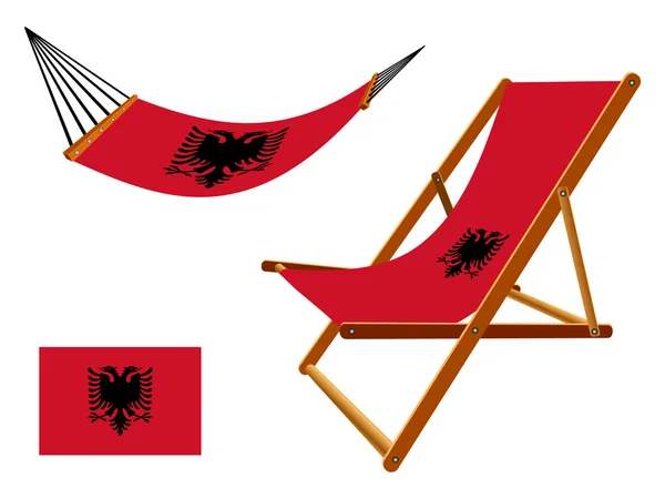 Conjunto de hamaca y silla de cubierta albania — Vector de stock