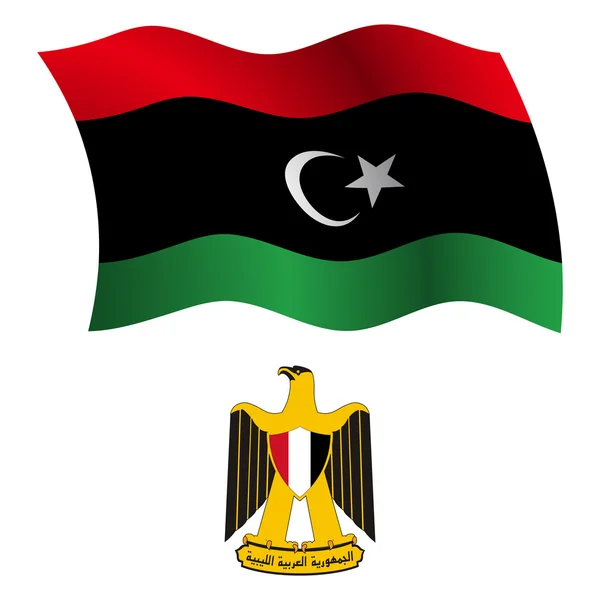 Libya dalgalı bayrak ve ceket — Stok Vektör