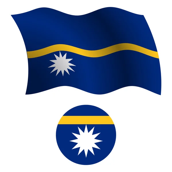 Bandeira ondulada nauru e ícone — Vetor de Stock