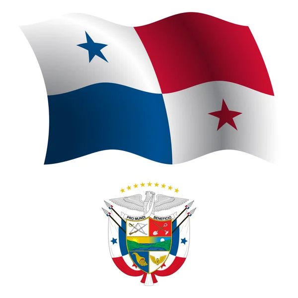 Vlnité vlajka Panamy a kabát — Stockový vektor