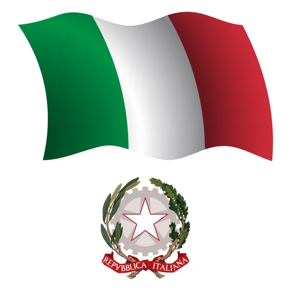 Vlnité vlajka Itálie a kabát — Stockový vektor
