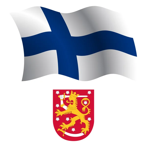 Finland vågiga flagga och kappa芬兰波浪旗和外套 — Stock vektor