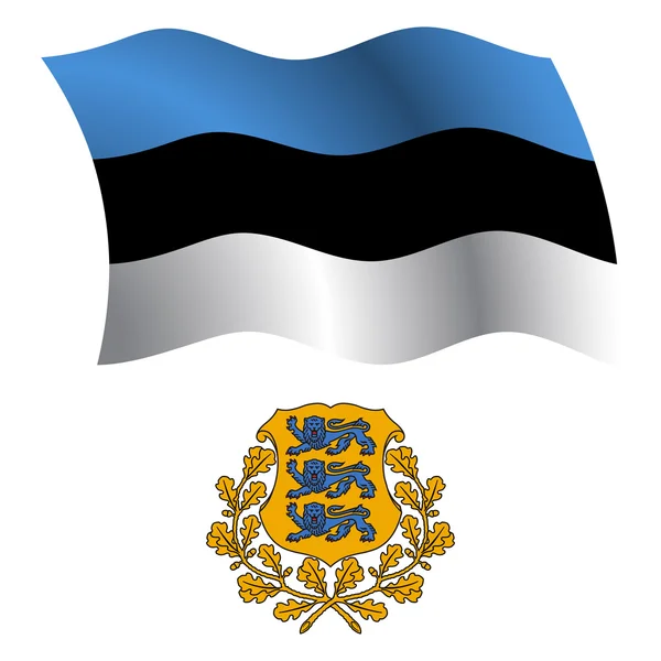 Estonia falisty flaga i herb — Wektor stockowy