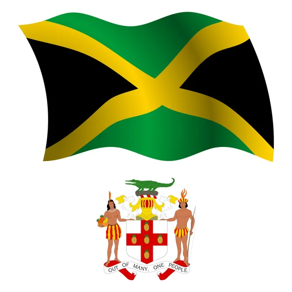 Ямайка волнистый флаг и пальто — стоковый вектор