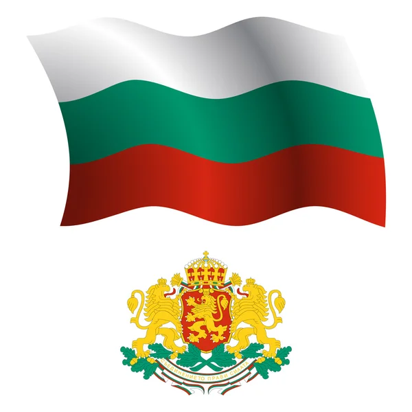 Búlgara bandeira ondulada e casaco — Vetor de Stock