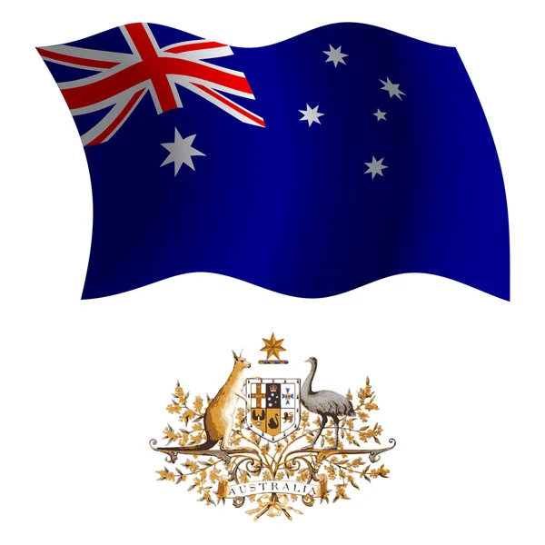 Australia wavy flag and coat — Stock Vector