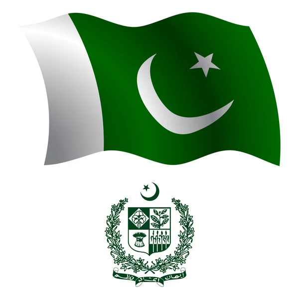 Pakistan wavy flag and coat — Stock Vector