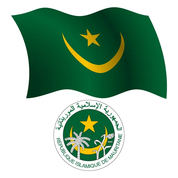 Mauritánie vlnité vlajky a kabát — Stockový vektor