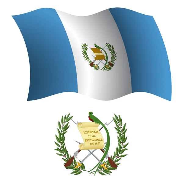 Guatemala hullámos zászló és címer — Stock Vector