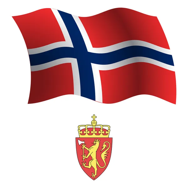 Svalbard vågiga flagga och kappa — Stock vektor
