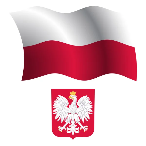 Poland ondulado bandera y abrigo — Archivo Imágenes Vectoriales