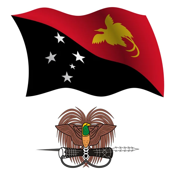 Papua nova bandeira guiné ondulado e casaco — Vetor de Stock