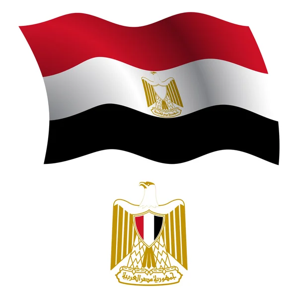 Egypt bandeira ondulada e casaco — Vetor de Stock